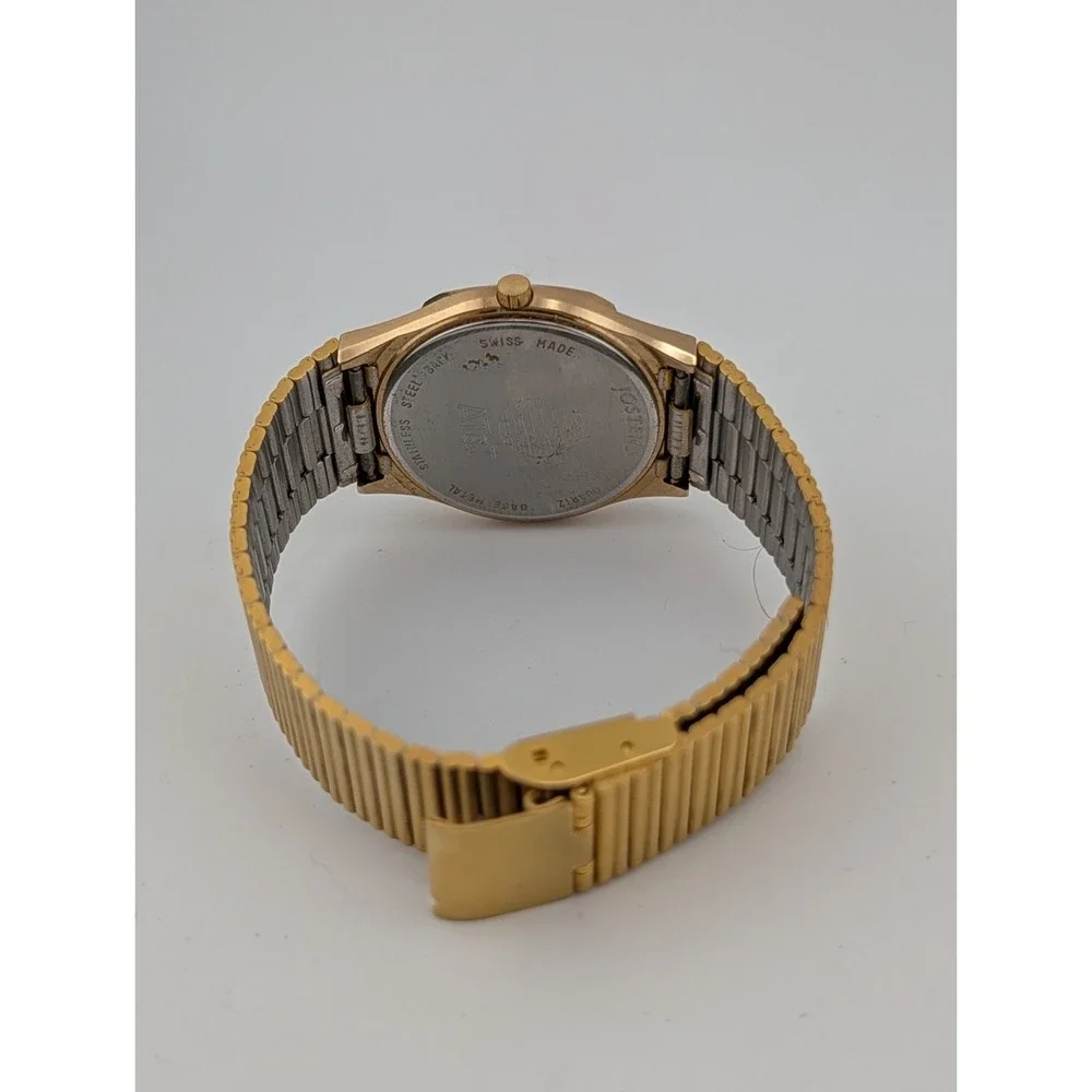 Vintage Jostens Swiss Men's Watch Gold 34mm Case Montre Medallion- New Battery